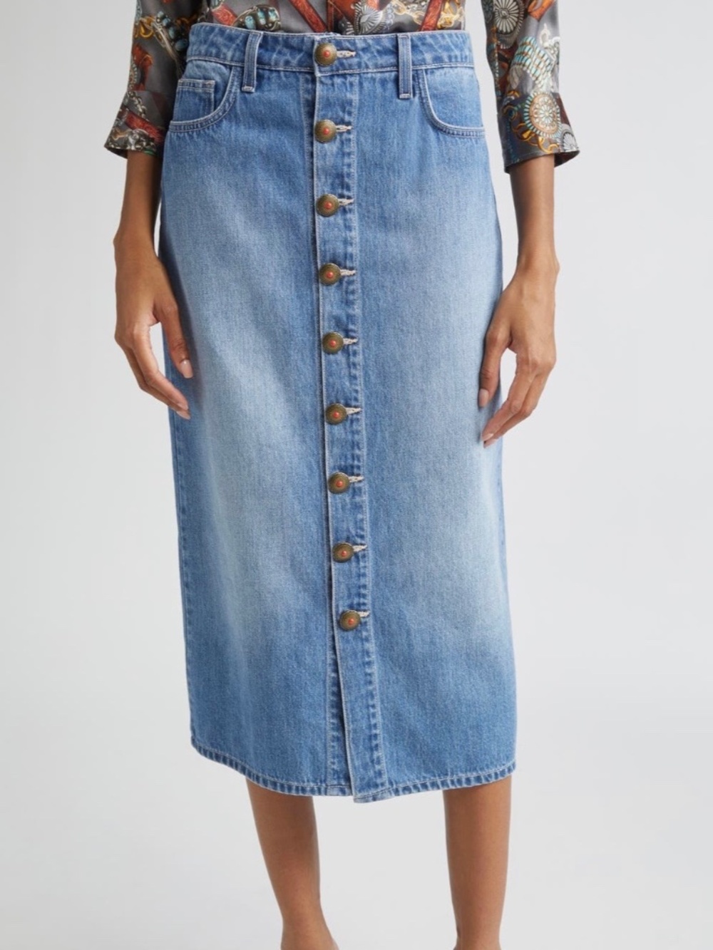 L’Agence midi denim skirt